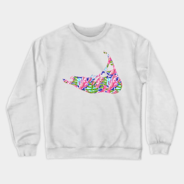 Preppy Nantucket Pink Lobster Design Crewneck Sweatshirt by emrdesigns